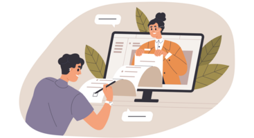 Illustration eines IT-Vertrags mit Menschen